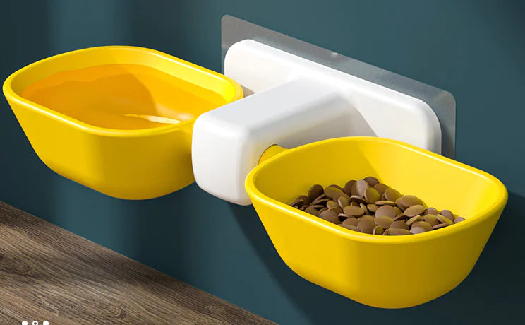 Wall-mounted food and water bowl