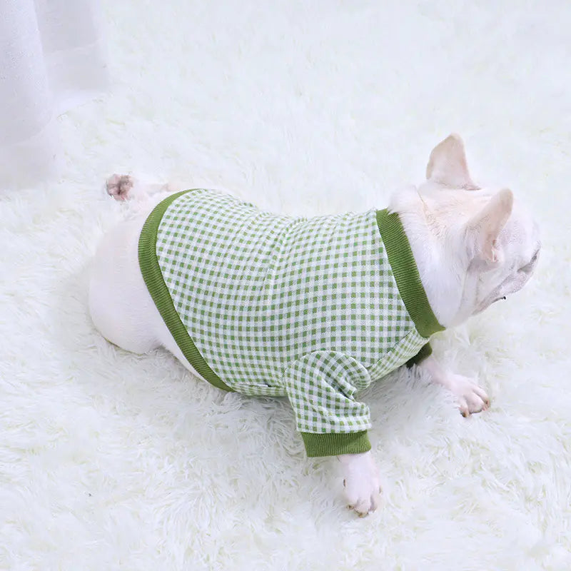 Fadou Plus fluwelen geruite hondensweater voor herfst/winter