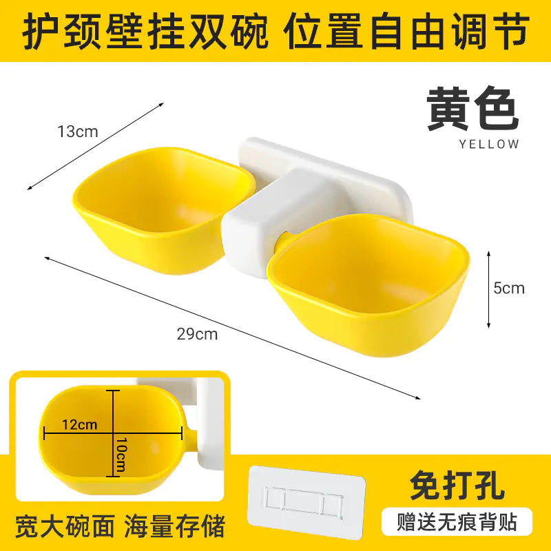 Wall-mounted food and water bowl