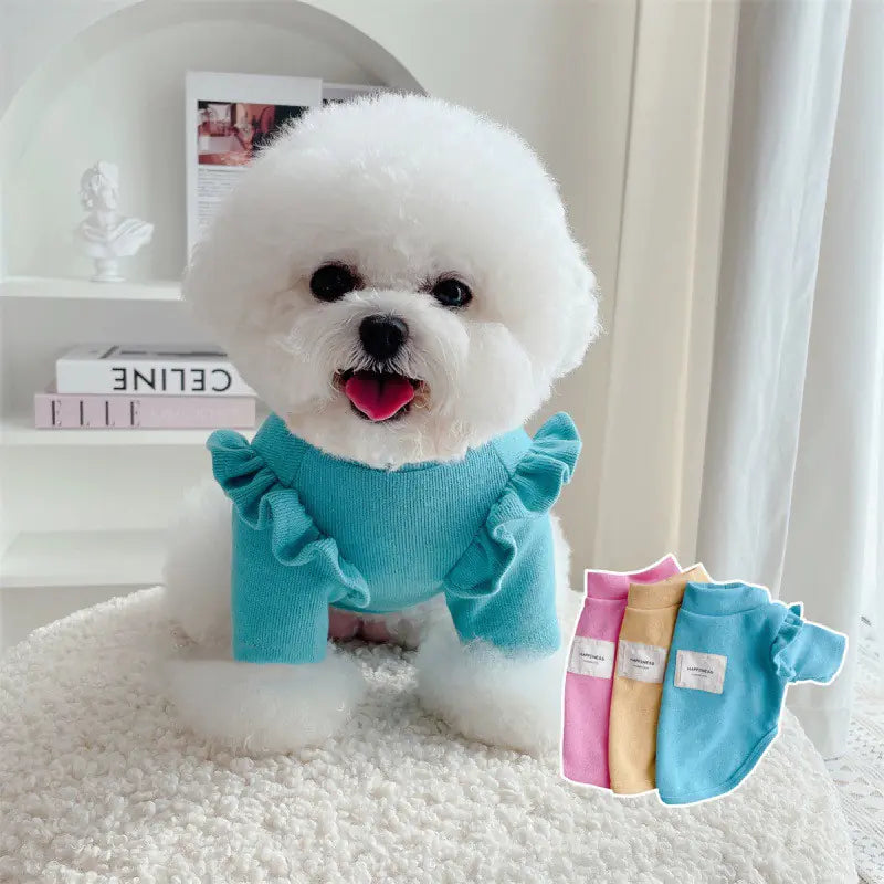 Vêtements pour chien en tricot avec petites manches papillon