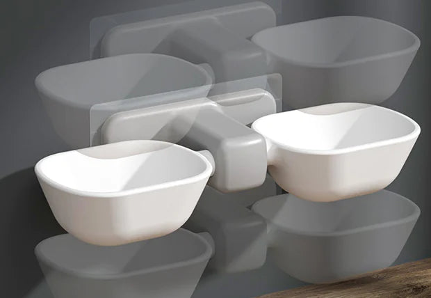Wall-mounted food and water bowl