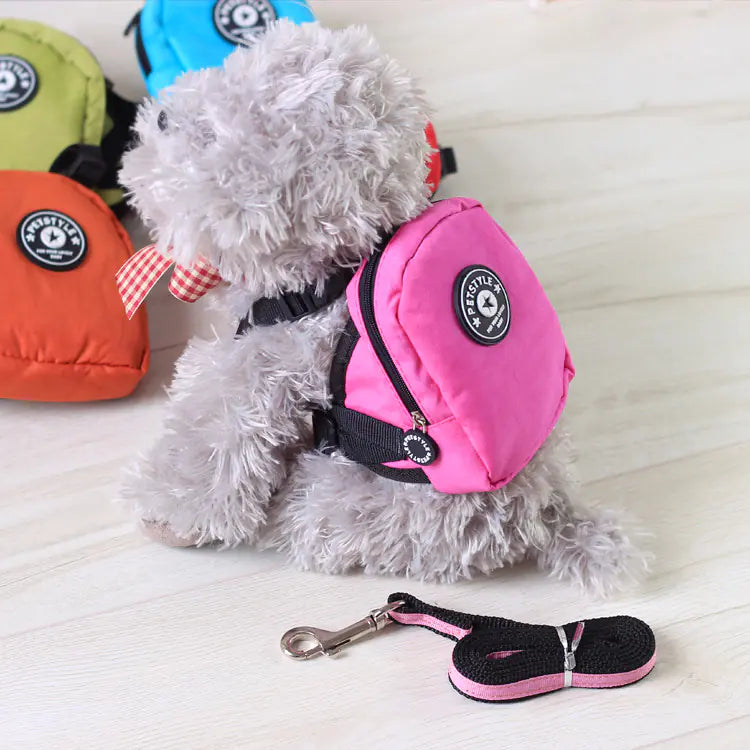 Multifunctional dog leash with backpack