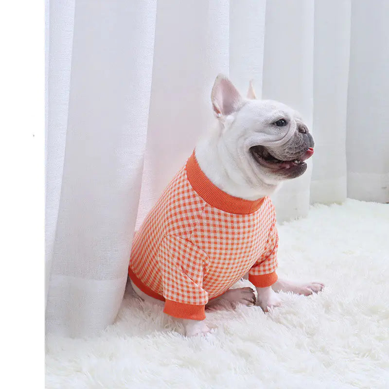 Fadou Plus fluwelen geruite hondensweater voor herfst/winter