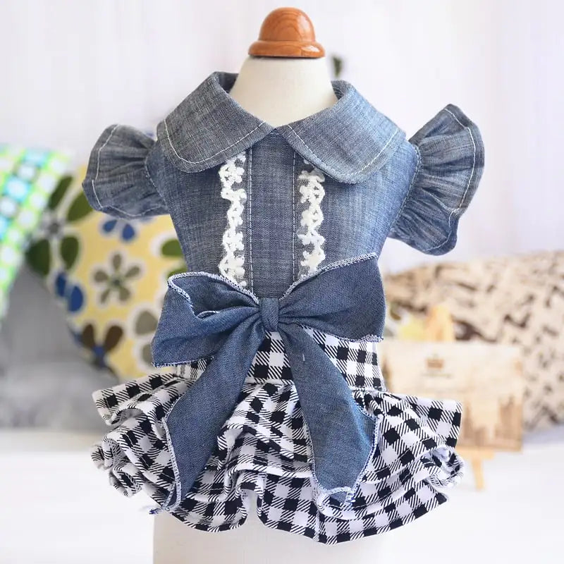 Honden Denim Zomerjurk met Vlinder Mouwen