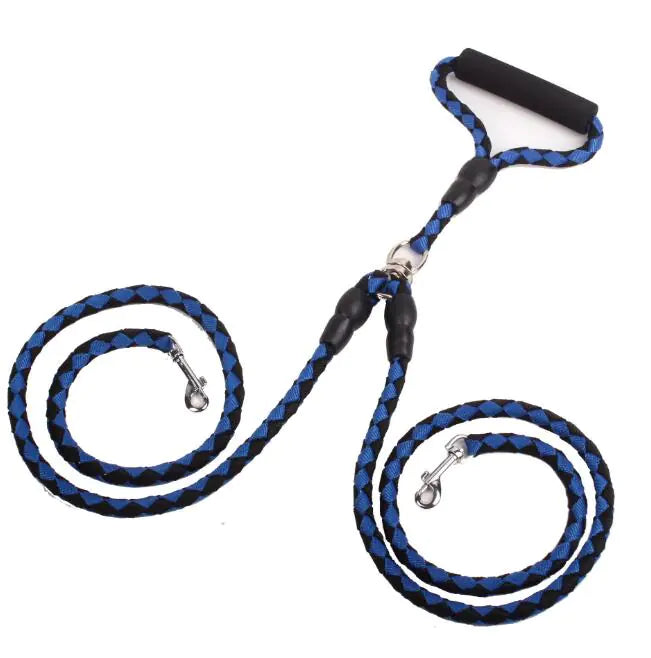Two-line dog leash with collar
