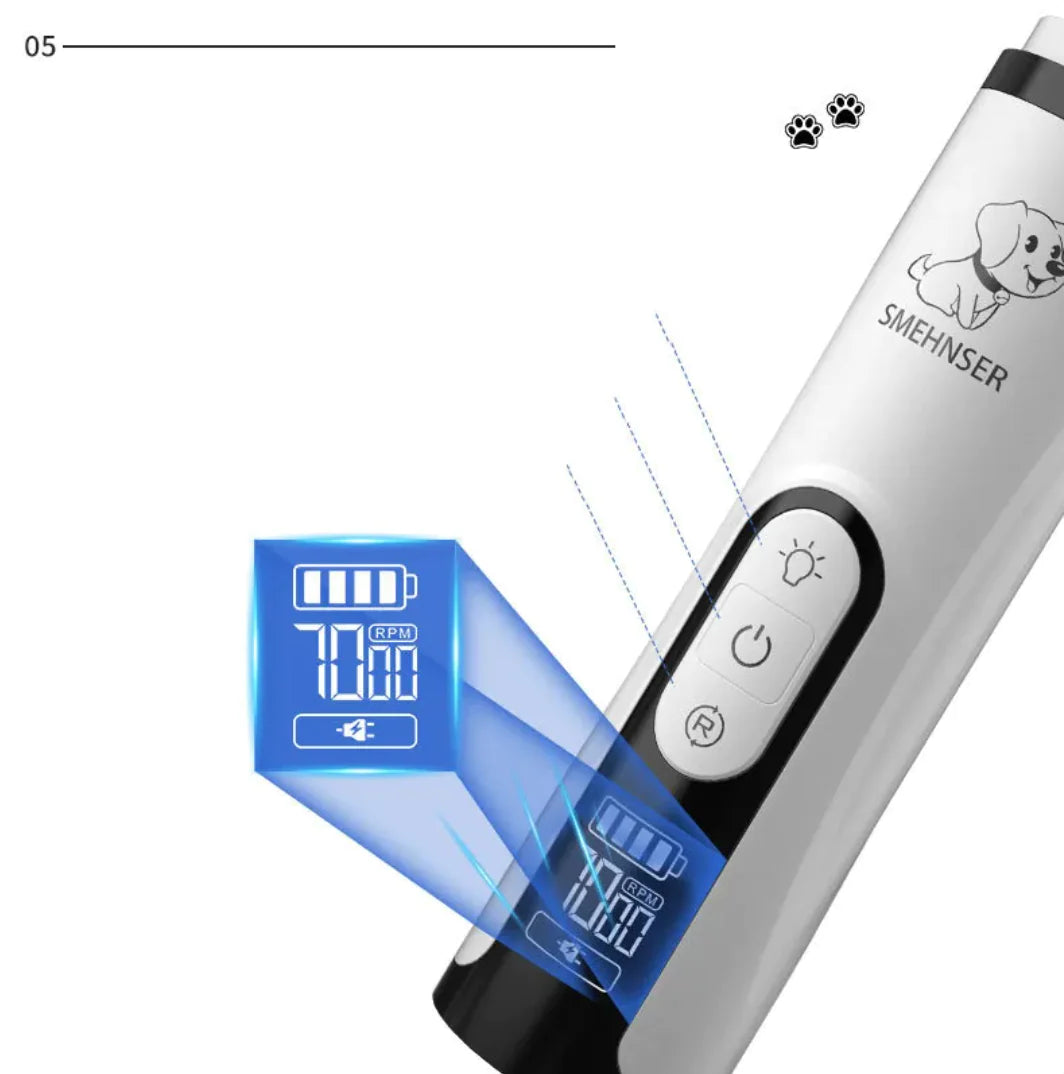 Elektrische Nagelknipper voor Honden & Katten met Dubbele LED – Zie Bloedaders Veilig | High-Power Oplaadbare Nageltrimmer