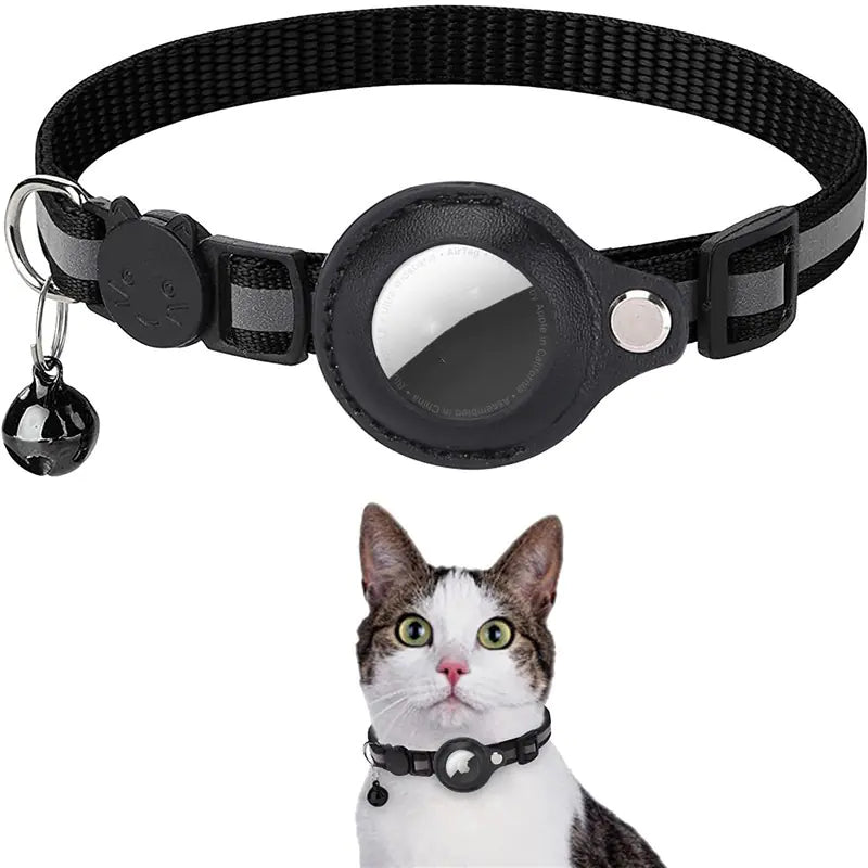 Reflective collar with bell and Airtag holder