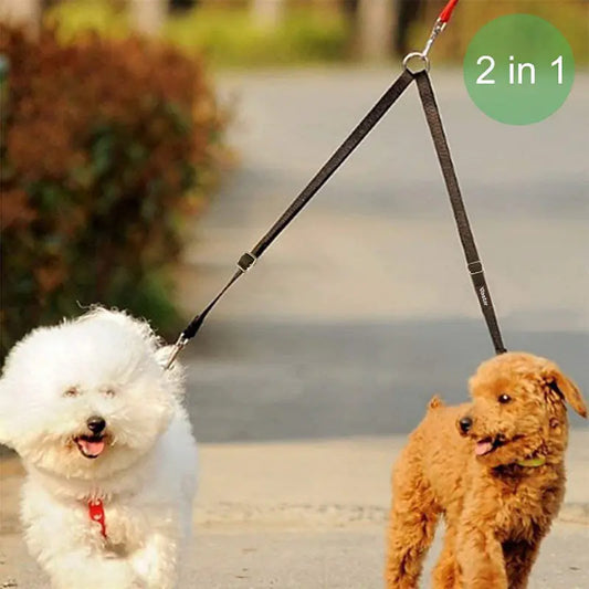 Multifunctional dog leash with two heads