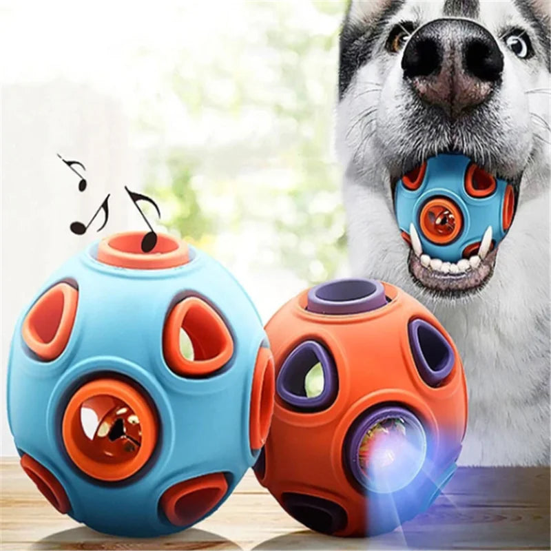 Interactive dog toy with LED lighting and sound.