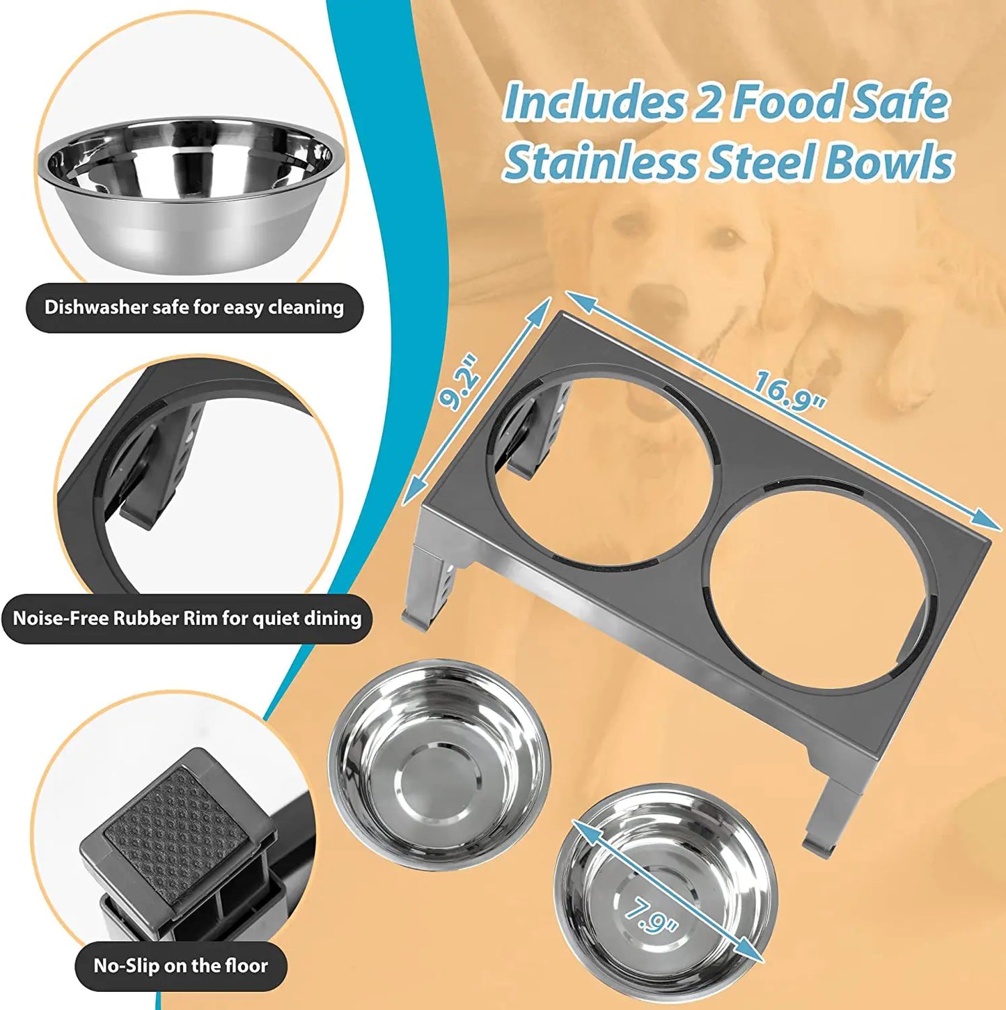 Stainless steel feeding bowl (2-in-1)