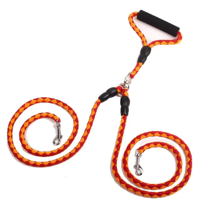 Two-line dog leash with collar