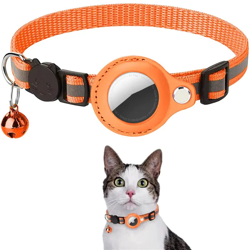 Reflective collar with bell and Airtag holder