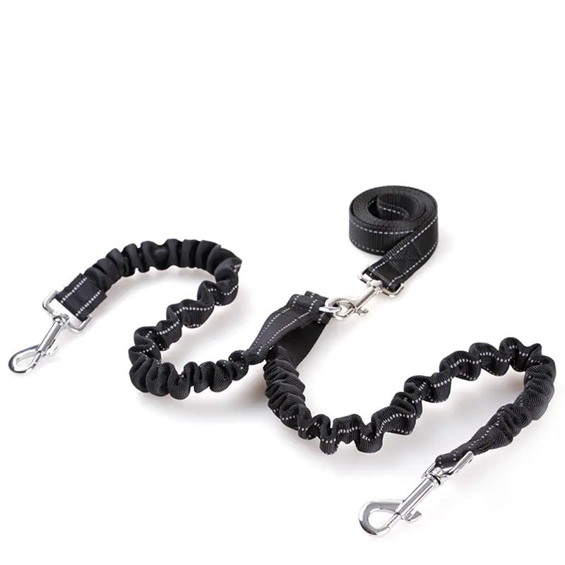 Double Headed Extendable Dog Leash with Pull Cord