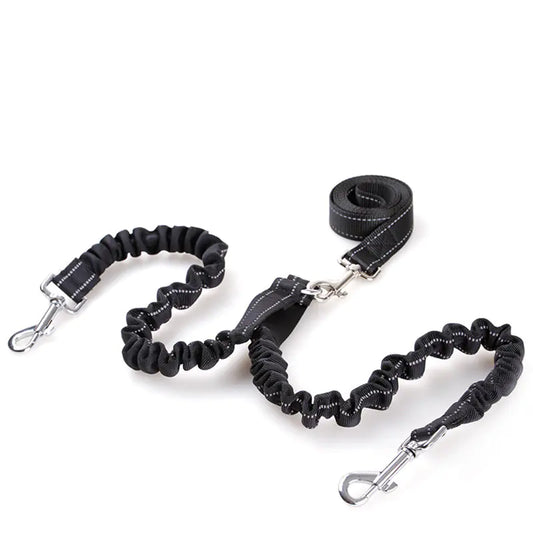 Double Headed Extendable Dog Leash with Pull Cord