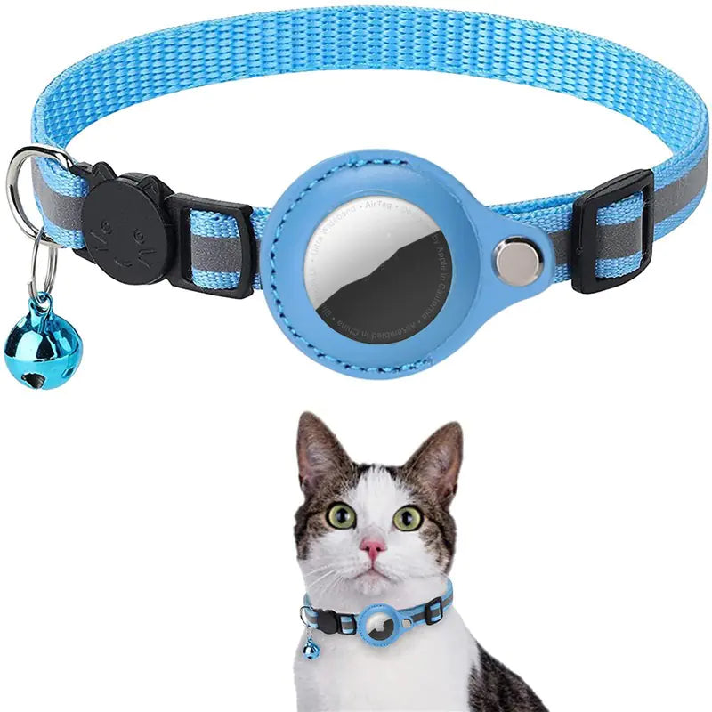 Reflective collar with bell and Airtag holder